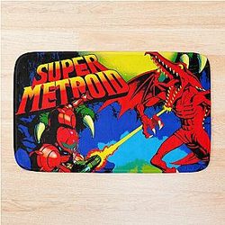Super Metroid Retro Game Cover Bath Mat