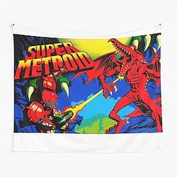 Super Metroid Retro Game Cover Tapestry