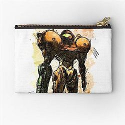 Metroid Samus Aran Prime Hunter Watercolor Sketch Zipper Pouch