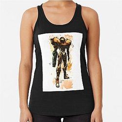 Metroid Samus Aran Prime Hunter Watercolor Sketch Racerback Tank Top