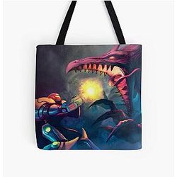 Super Metroid Face Off All Over Print Tote Bag