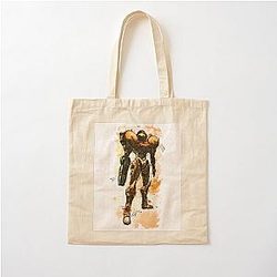 Metroid Samus Aran Prime Hunter Watercolor Sketch Cotton Tote Bag