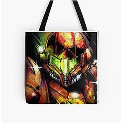 Metroid Varia Suit Samus Over Print Tote Bag