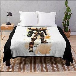 Metroid Samus Aran Prime Hunter Watercolor Sketch Throw Blanket