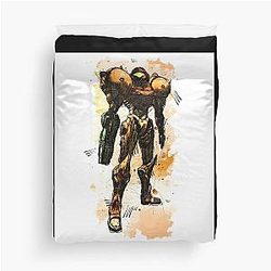 Metroid Samus Aran Prime Hunter Watercolor Duvet Cover