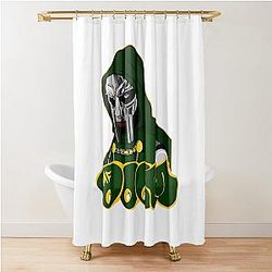 Green Hooded MF Doom Mask Figure Shower Curtain