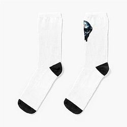 Blue Chrome MF Doom Mask Portrait Socks