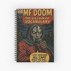 MF DOOM The Villain of Vocabulary Retro Comic Style Spiral Notebook