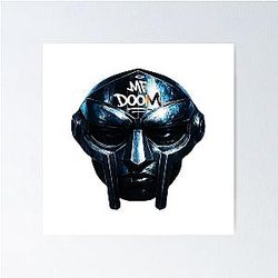 Blue Chrome MF Doom Mask Poster