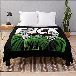 MF Doom Inspired Green Warrior Mask Throw Blanket