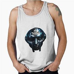 Blue MF Doom Chrome Mask Portrait Tank Top