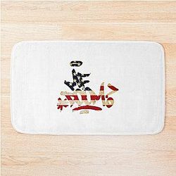 Abstract Red Gold Pattern Bath Mat