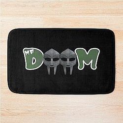 MF Doom Mask Double Icon Bold Lettering Green Theme Bath Mat