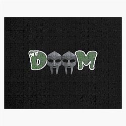 M F Doom Mask Double Icon Bold Lettering Green Theme Jigsaw Puzzle