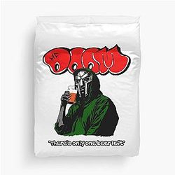 M F Doom Style Mask Drinking Pose Duvet Cover
Separated into 2 lines:
M F Doom Style Mask Drinking Duvet Cover
  - Drinking Pose
