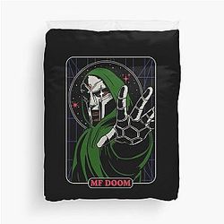 White Hooded MF Doom Style Gesture Duvet Cover