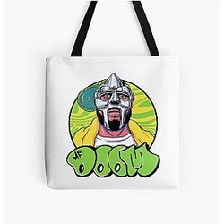 Yellow Hoodie MF Doom Mask Portrait All Over Print Tote Bag
