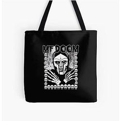 Monochrome MF Doom Masked Figure Tote Bag