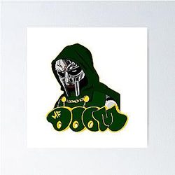 Green Hooded MF Doom Mask Figure Poster