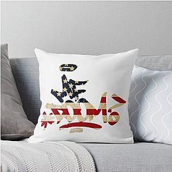 Abstract Red Gold MF Doom Pattern Throw Pillow