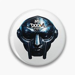 Blue Chrome MF Doom Mask Portrait Pin