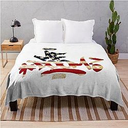 Abstract Red Gold MF Doom Pattern Throw Blanket