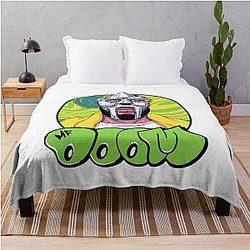 Yellow Hoodie MF Doom Mask Portrait Throw Blanket