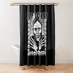Monochrome MF Doom Masked Figure Shower Curtain