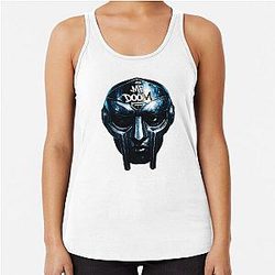 Blue Chrome MF Doom Mask Portrait Racerback Top