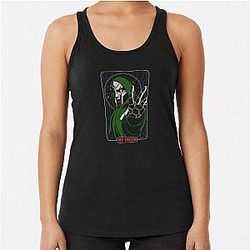 White MF Doom Style Racerback Tank Top