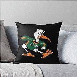 Miami University of Hurricanes Sticker Throw Pillow