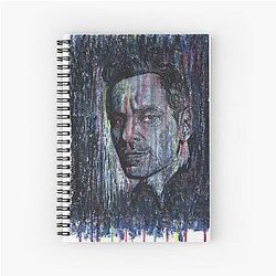 Michael Fassbender Hand Drawn Oil Ink Portrait Spiral Notebook