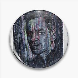Michael Fassbender Hand Drawn Oil and Ink Portrait Pin
