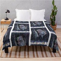 Michael Fassbender Hand Drawn Oil Portrait Throw Blanket