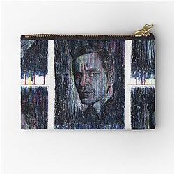 Michael Fassbender Hand Drawn Oil Ink Portrait Zipper Pouch