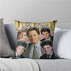 Michael J. Fox Collage 80s Actor Nostalgia Throw Pillow