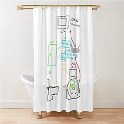 Michael Reeves Merch Cup Diagram Shower Curtain