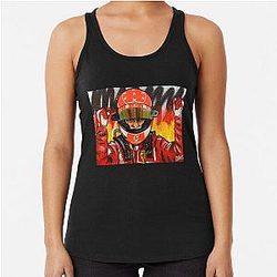 Michael Schumacher Ferrari F1 graffiti painting by DAutoArt Racerback Tank Top