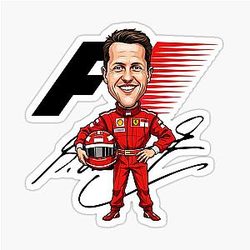 Hilarious caricature of F1 legend Michael Schumacher Sticker