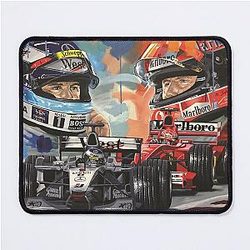 Vibrant Mouse Pad for Drivers Featuring the Images of MICHAEL SCHUMACHER and MIKA HAKKINEN