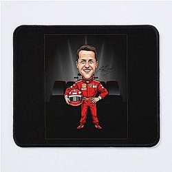 Funny Caricature of Michael Schumacher with a Black Edition Racing Car Mouse Pad