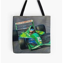 F1: Michael Schumacher's Scintillating F1 Debut All Over Print Tote Bag