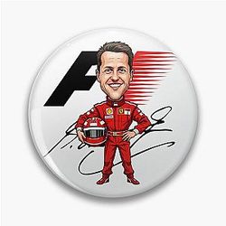 Hilarious caricature of F1 legend Michael Schumacher Pin