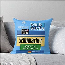 Benetton  Suit, Michael Schumacher 1995 Throw Pillow