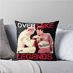 Overtake Legends Michael Schumacher Mika Hakkinen Throw Pillow