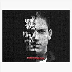 Black and white Michael Scofield Prison Break Jigsaw Puzzle