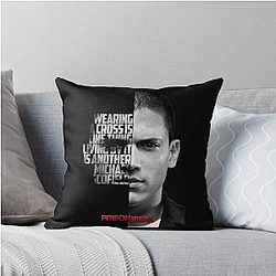 Black and white Michael Scofield Prison Break Throw Pillow