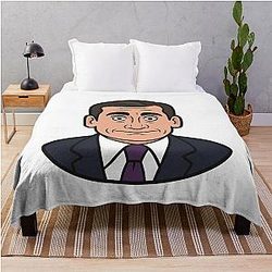 Michael Scott Mugshot Expression The Office Inspired Design Throw Blanket