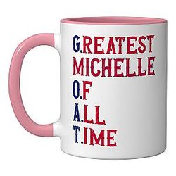 Greatest Michelle Ceramic Mug, Pink/White