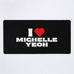I Love Michelle Yeoh White Fonts Desk Mat